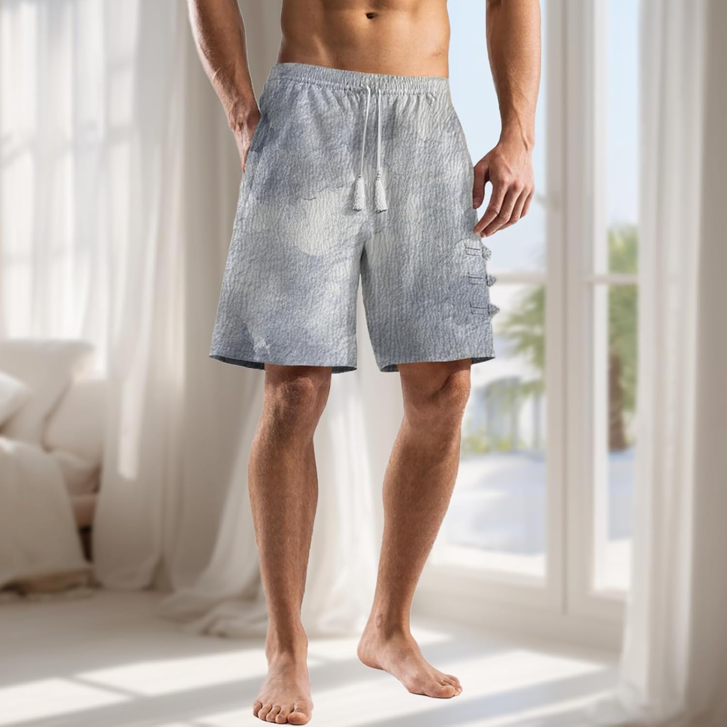 Summer Shorts Wide Leg Mens Elastic Waist Sports Running Shorts with Pockets Quick ... - Image 3