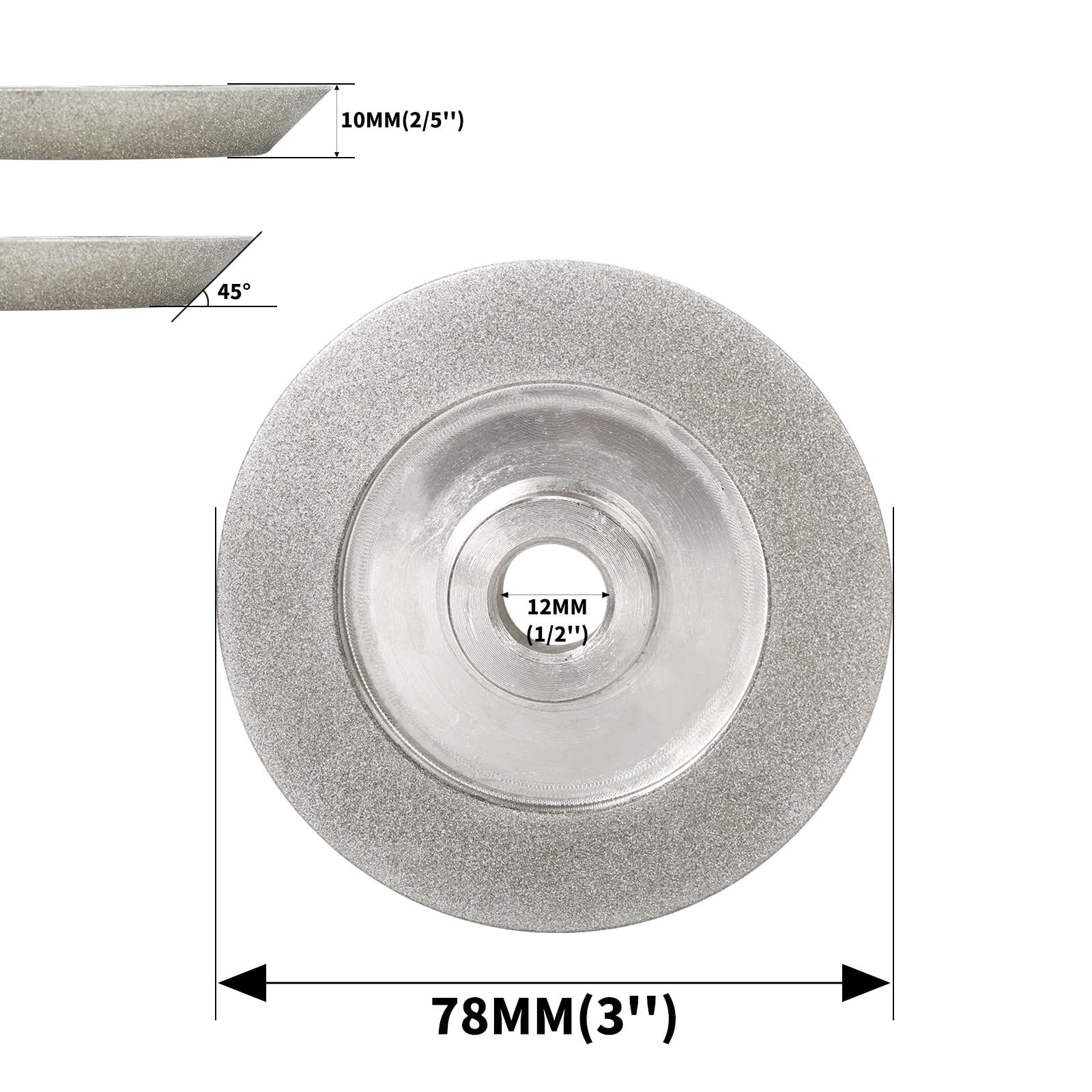 Discos Abrasivos De Diamante, 1 Pieza 78 Mm, Ángulo 45 Grados for Fresado Metales Precisión, Grano 150# for Pulir Y Esmerilar(78X12X10X15mm)