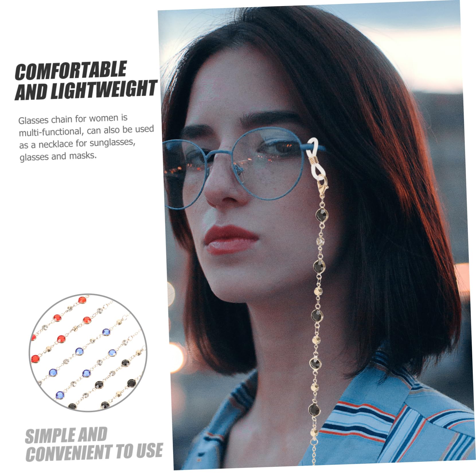 Homoyoyo Cadena De Gafas Correas Para Gafas Accesorios Para Gafas Sol Cadena De Anteojos Con Cuentas Conformado Correas De Gafas De Mujer Aleación