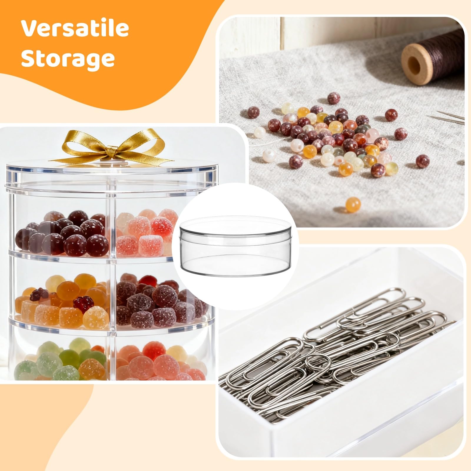 Transparente Acryl-Boxen mit Deckel, rund, 7,9 cm, mit Deckel, kleine transparente Süßigkeiten-Boxen, Party-Leckerei-Aufbewahrungsbehälter für Kekse, Perlen, Schmuck, 50 Stück