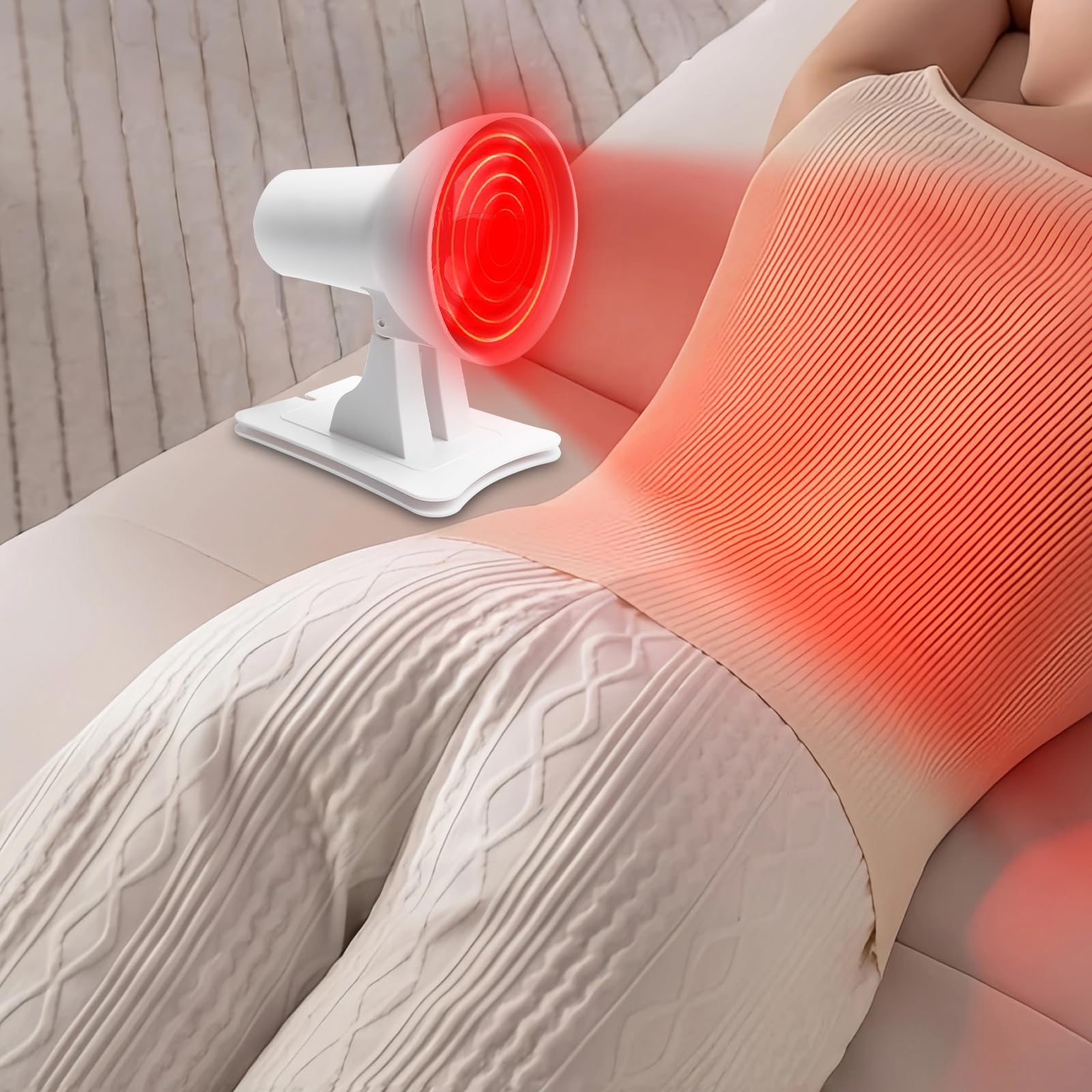 Lámpara infrarroja, lámpara de luz roja de 150 W, lámpara de calor por infrarrojos con temporizador y regulador para un calor relajante, relajación y bienestar general y tensión muscular, ángulo