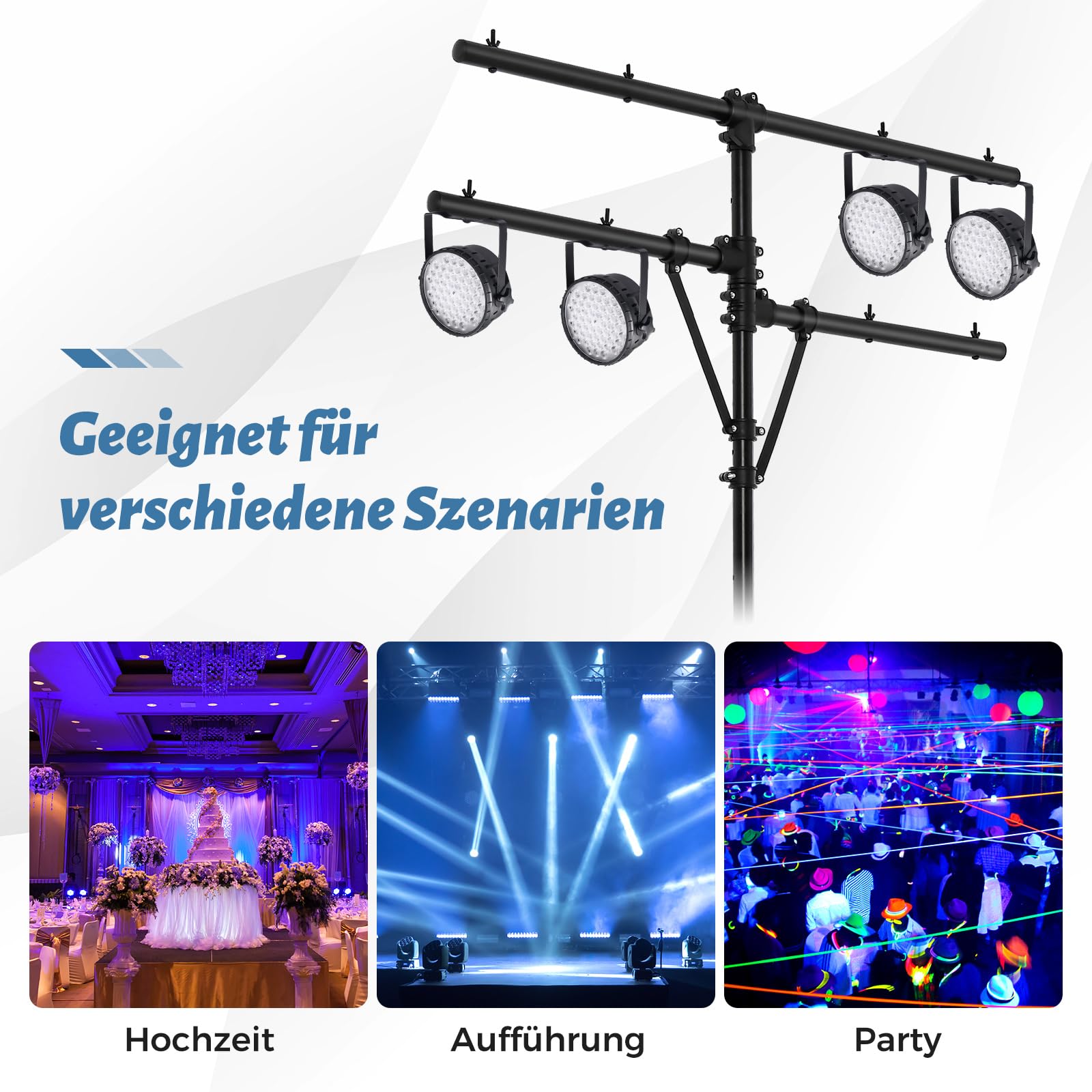 COSTWAY Lampensaktiv klappbar, Lichtsaktiv 186-351cm höhenverstellbar mit robuster Basis, tragbares Beleuchtungsativ mit T-Stange bis 45kg Belastbar für Konzerte, Theater, Hochzeit & Partys