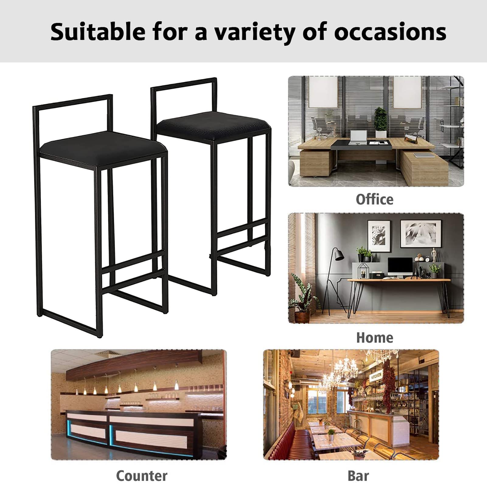 Amazon｜65cmブラックバースツールセット2、29.5インチハイチェア