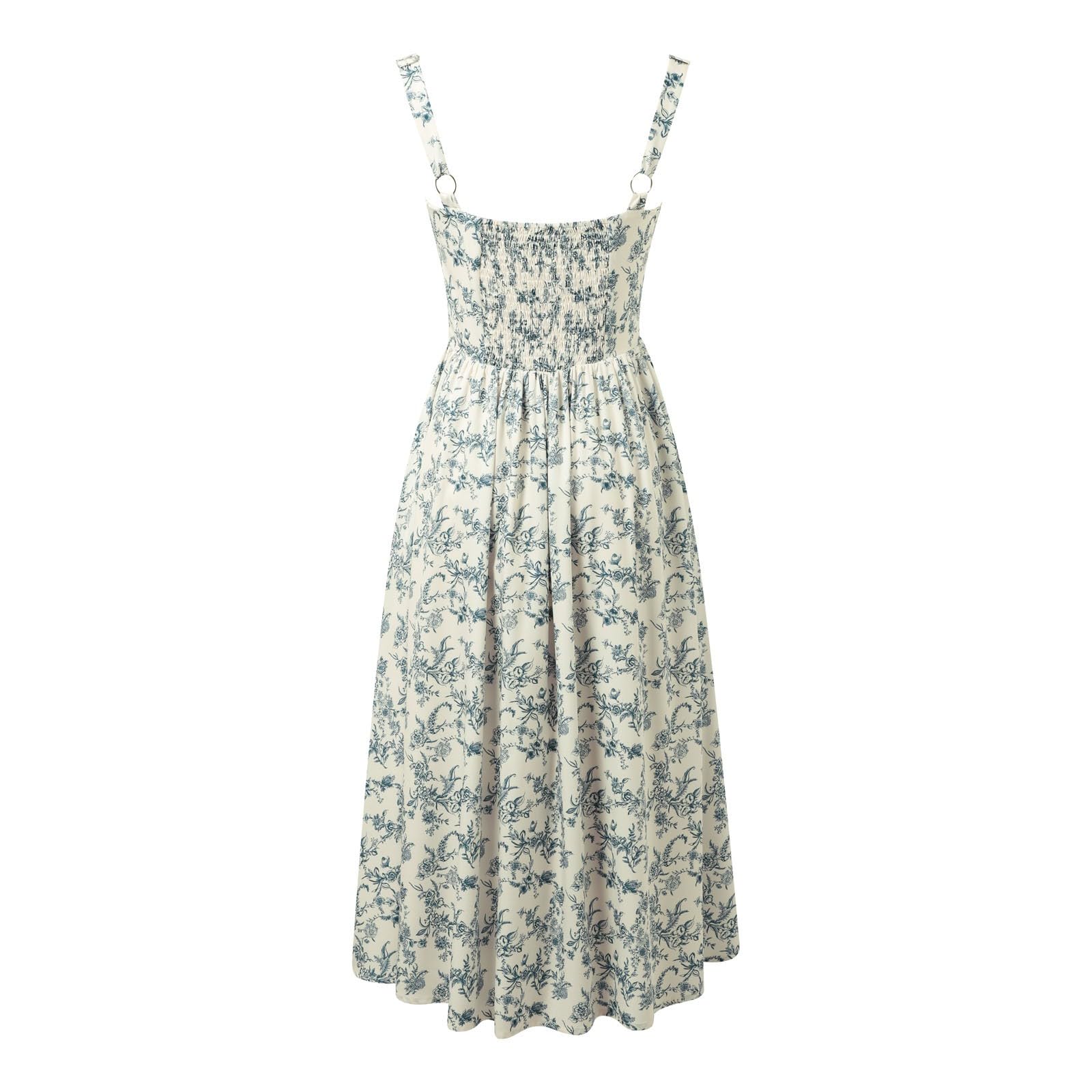 Abito estivo da donna, leggero e arioso, stampa floreale, con spacco alto, con schiena scoperta, elegante, lungo, casual, per vacanze, spiaggia