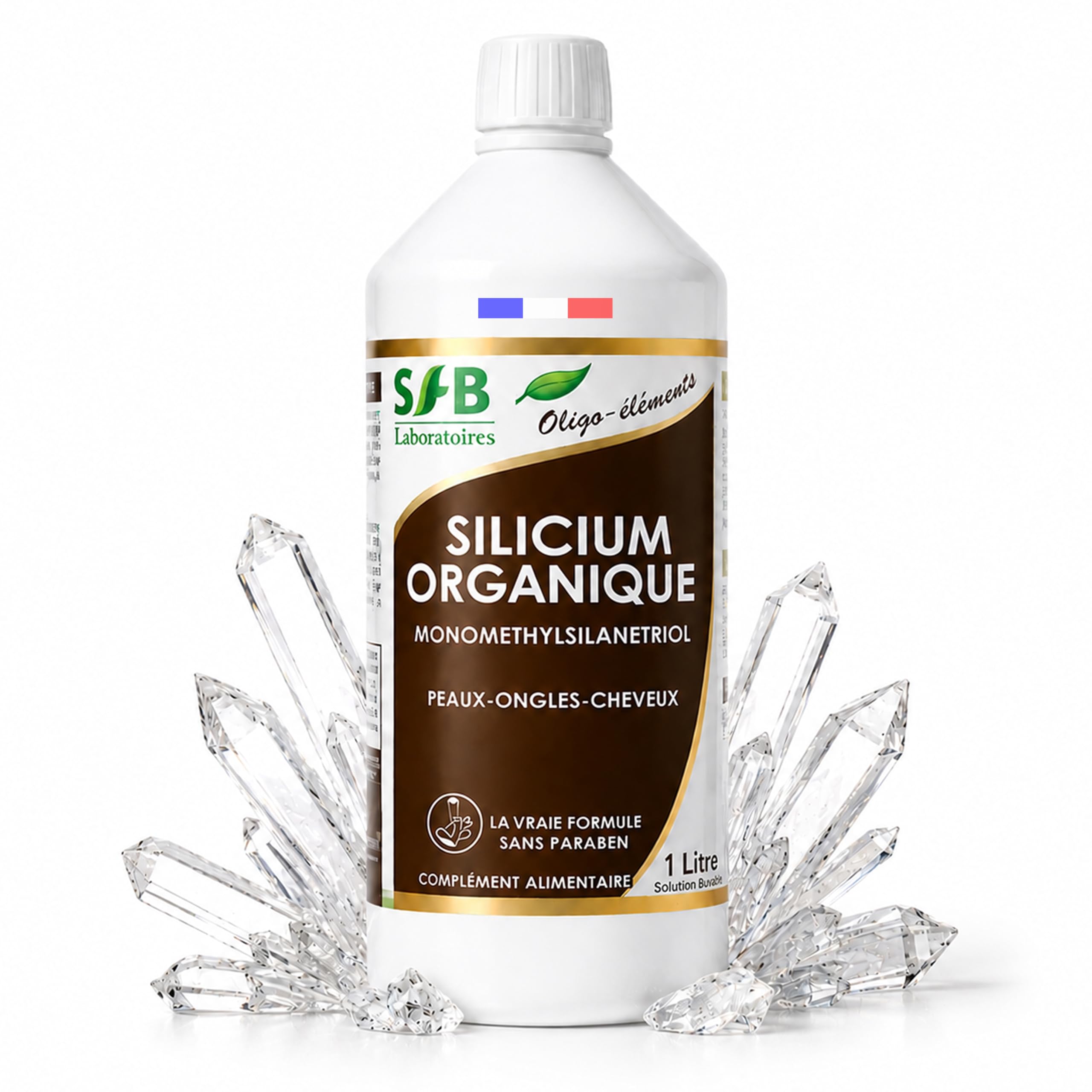 SFB Laboratoires – Silicio Organico Formula G5 Liquido 1L Alta Qualità e Assorbimento, Integratore Alimentare Naturale per Articolazioni, Pelle, Capelli, Unghie – Fonte Vegetale – Silice