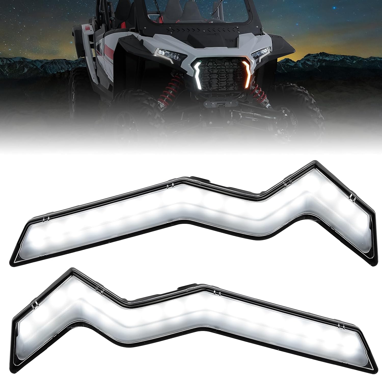 KEMIMOTO UTV Accent Lights Running lights Compatible with 2024/2025+ Polaris RZR XP 1000/4 Accessories WaterproofLED IP65 Fang Turn Signal Street Light 2PCS, Plug and Play