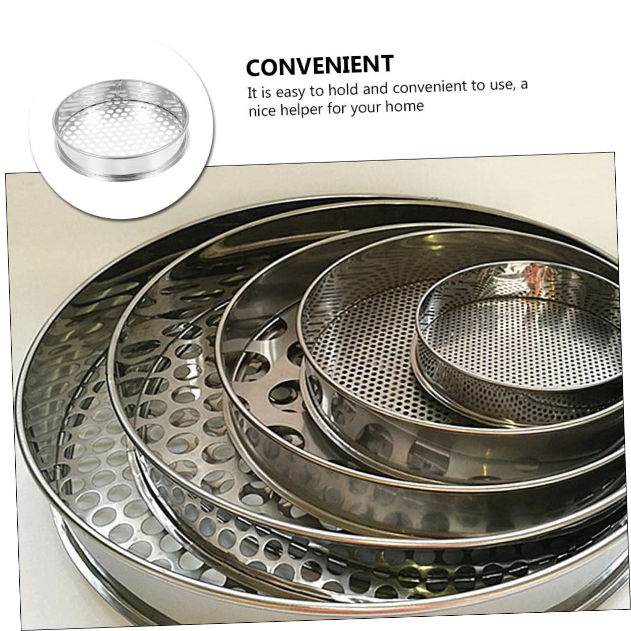 Balacoo 20cm Round Hole Sieve Garden Sifter Stainless Soil Sieve Portable Design Kitchen Garden Use