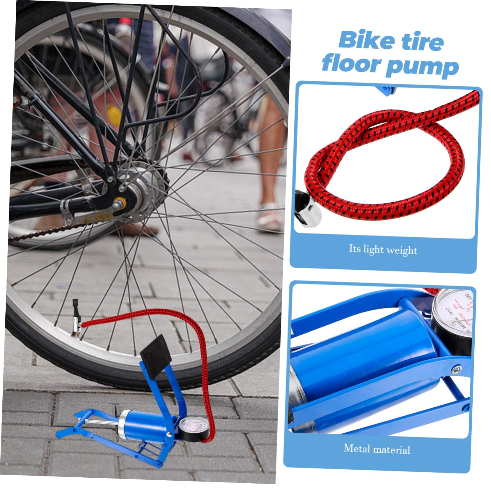 Hemobllo Fahrradpumpe Auto Reifenpumpe Pumpbike Fahrräder Fußpumpe Rennrad Reifenpumpe Pumpe Für Den Zyklus Motorradreifenpumpe Reifeninflator Luft Standpumpen Inflator Eisen Blue