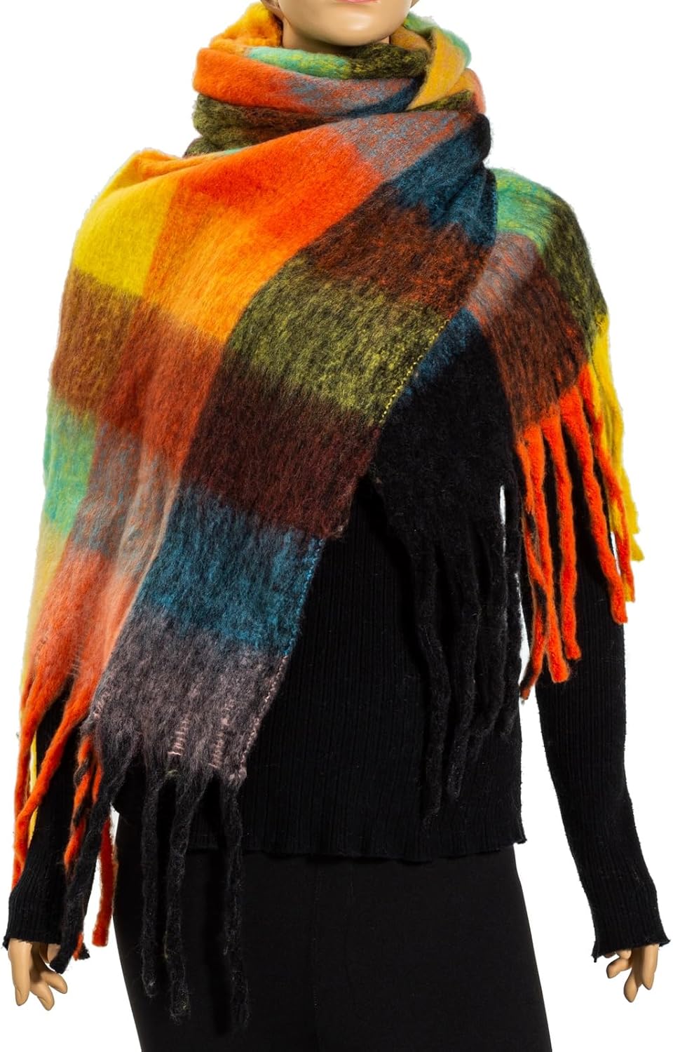 Winter Women Chunky Scarf Warm Blanket Big Thick Large Oversized Wrap Colorful Long Solid Scarves - Image 2