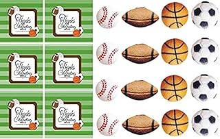 24pk Sports Balls Sugar Decoration Toppers for Cakes Cupcakes Cake Pops ...