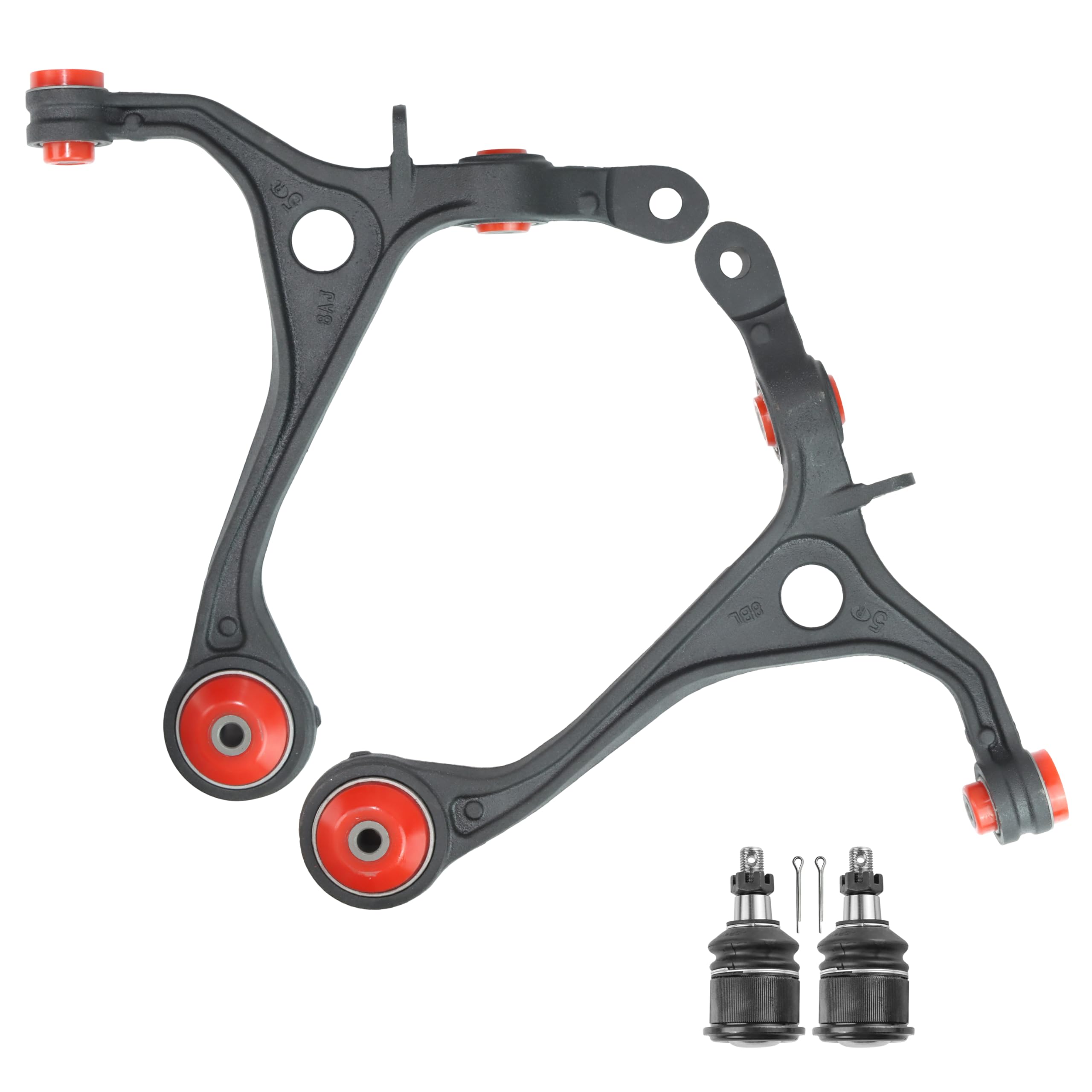 Photo 1 of [USED] 4pc Front Lower Control Arms w/Ball Joints for 2003-2007 Honda Accord, 2004-2008 Acura TSX, PU Bushing Lower Control Arms & Ball Joints, Replacement K640289 K640290, Wrinkle Black