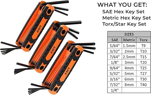 Miniatura 2 de Mutt Tools - Juego de llaves Allen plegables de 25 piezas y 26 llaves en L