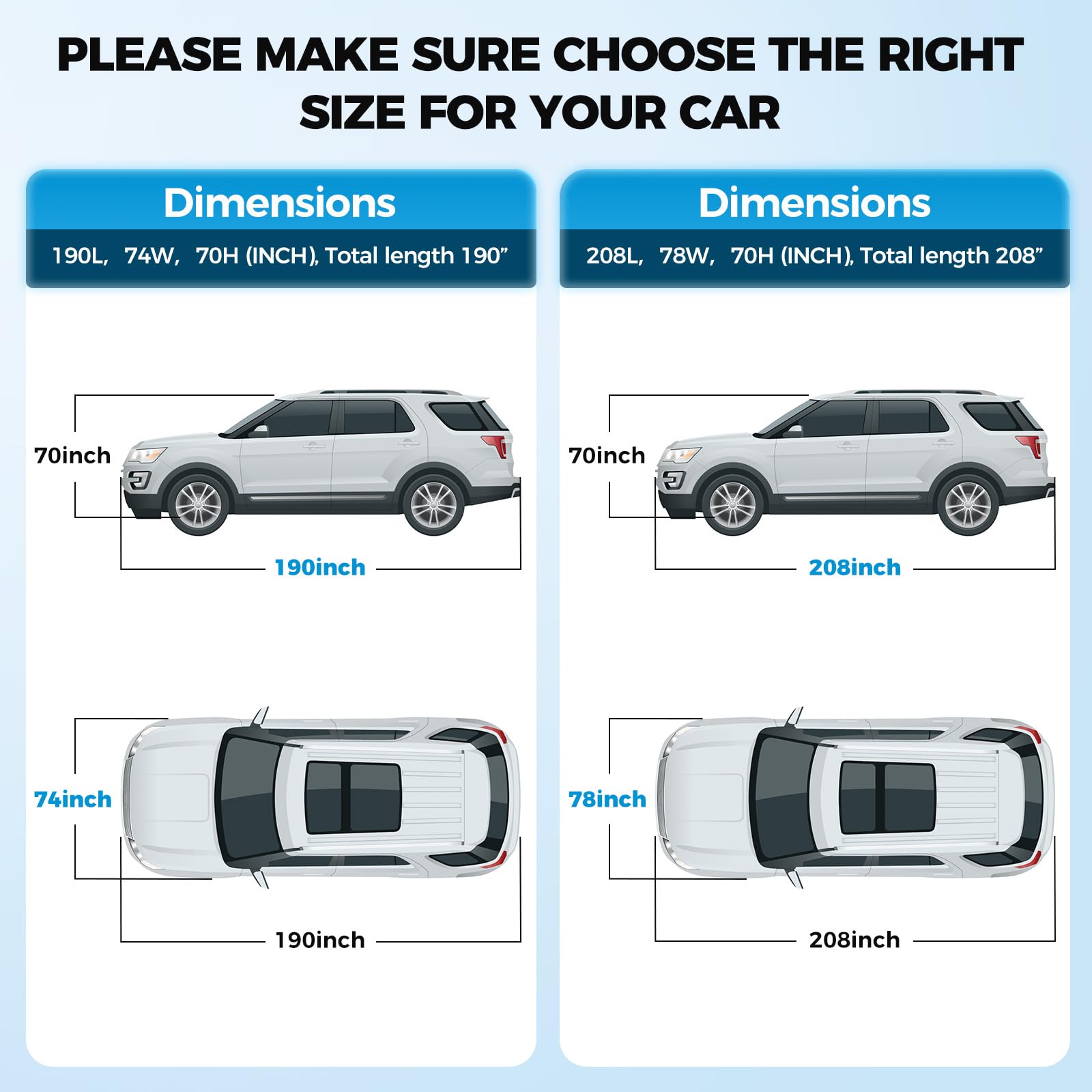 Tsumbay 190T Car Cover Waterproof All Weather Outdoor Full Exterior Cover with Door Zipper Storage Bag Rain Hail — view 5