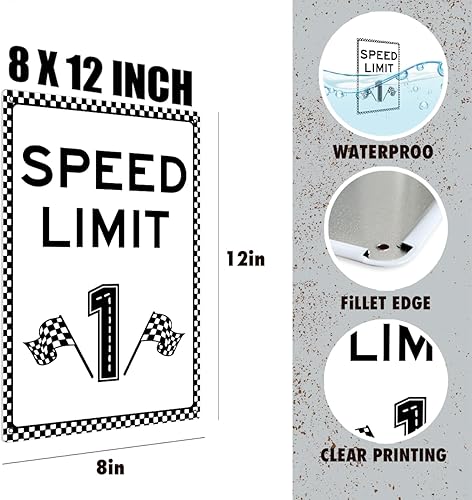 Miniatura 3 de Letrero de límite de velocidad 1, decoración de cumpleaños de auto de carreras, decoración de fiesta de cumpleaños de coche de carreras, 8 x 12