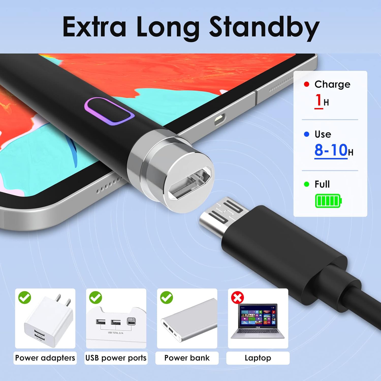Stylus Pen for iPad, Pencil Styluses for iPad 9/8/7/6/5/4/3/2 Generation Air 4/3/2/1 Mini 6/5/4/3/2/1 iPad Pro 12.9/11/10.5/9.7 Alternative Drawing Smart Stylist for Touch Screens Digital Tablet Pens : Cell Phones & Accessories