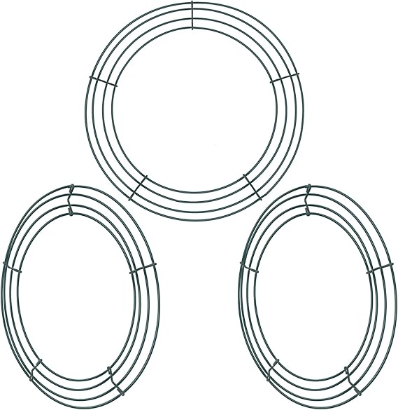 Sumind 3 Pack Wire Wreath Frames Green Christmas Metal