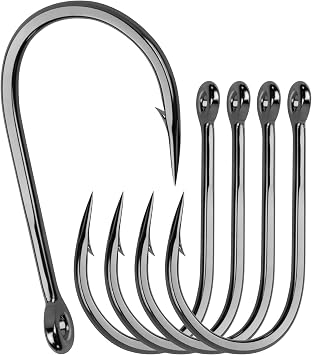 BLUEWING Welded Eye Fishing Hook Big Game Hook High Carbon Steel Extra Sharp for Saltwater & Freshwater