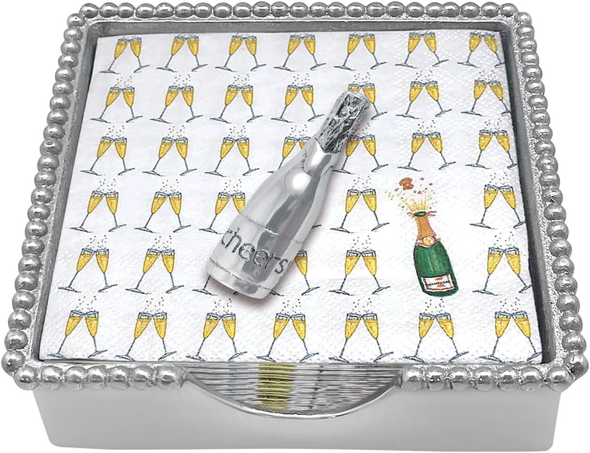 Mariposa Champagne Beaded Napkin Box