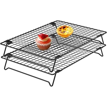 YERENCY Stackable Cooling Rack, Pack of 2, Stainless Steel Cake Rack | Stainless steel non-stick coating, stackable with fold