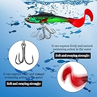 Vista 4 de Skylety 24 señuelos de pesca, señuelos de plástico suave para lubina, cabeza de jig, Swimbait, kit de aparejos de plástico suave realista para agua