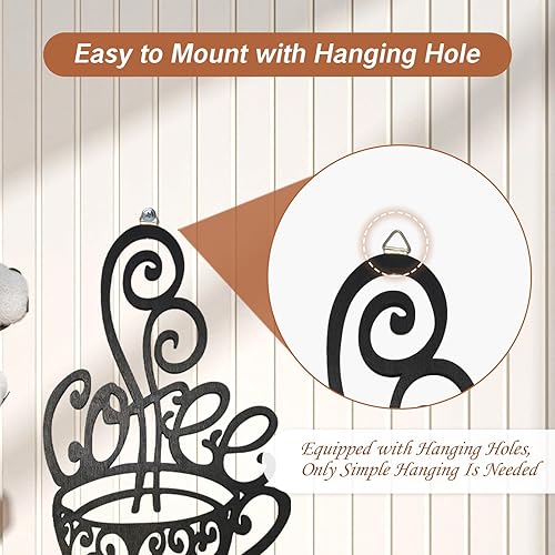 Miniatura 4 de YAFIYGI Arte de pared de café negro silueta de taza de café para cocina, bar, cafetería, restaurante, letrero decorativo de 10 x 6 pulgadas