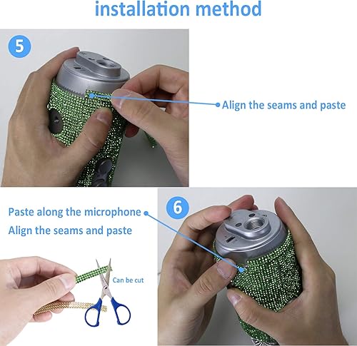 Miniatura 7 de YOUSHARES Blue Yeti Pop Filter  Bonita calcomanía con purpurina, piel brillante de diamante brillante con micrófono de espuma compatible con