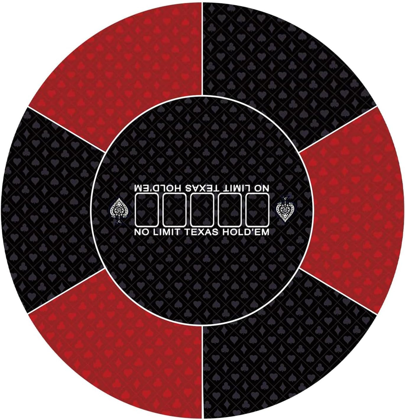 Tapis de Poker Rond Professionnel for Texas Hold'em avec Sac de Transport, Plateau de Table de Poker Portable avec Motif Art déco.(Red,L)