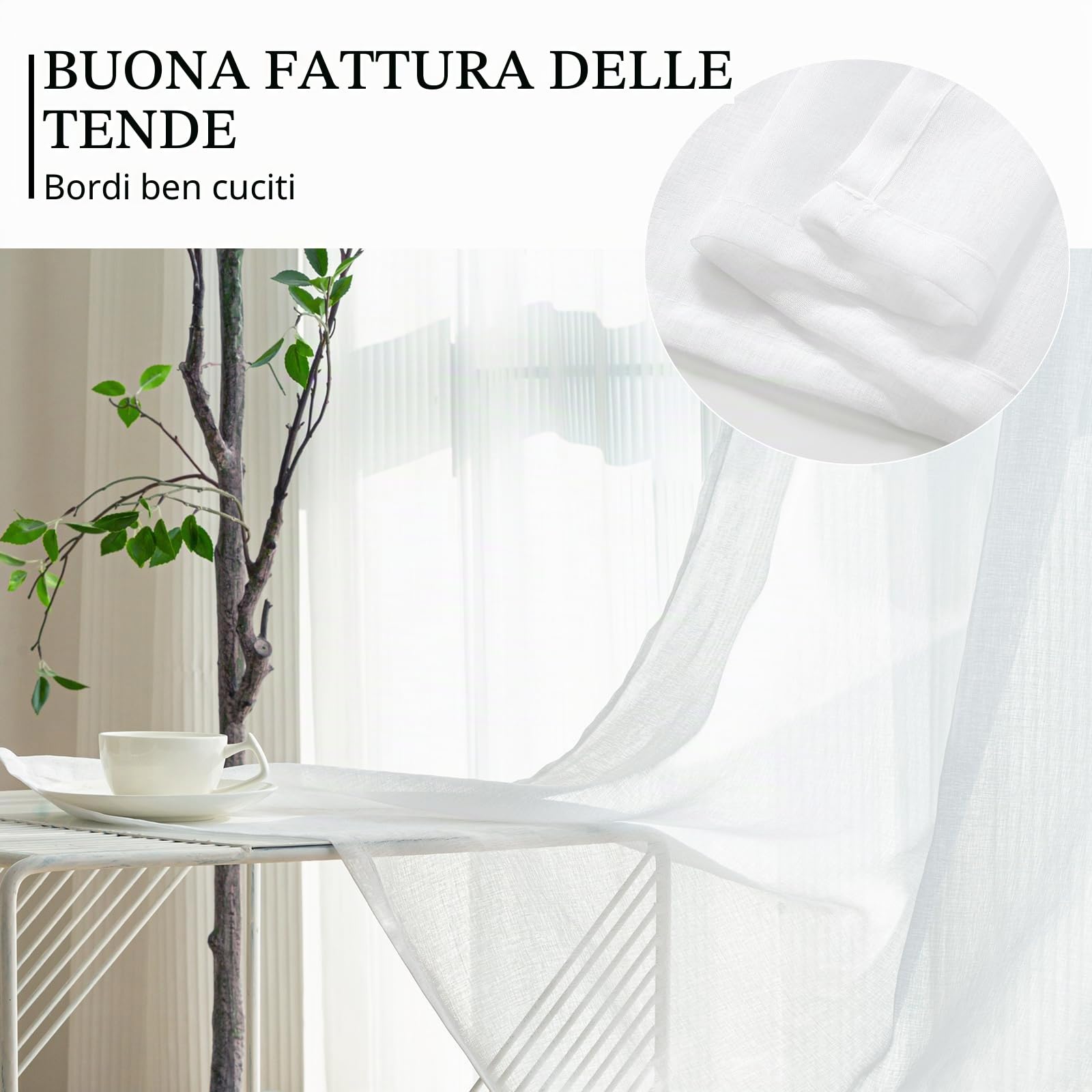Softalker tende per interni con fettuccia 140x280 cm (LxA) tenda per camera da letto soggiorno moderne bianche Tende per finestre effetto lino semitrasparente casa decorazione, 2 pezzi