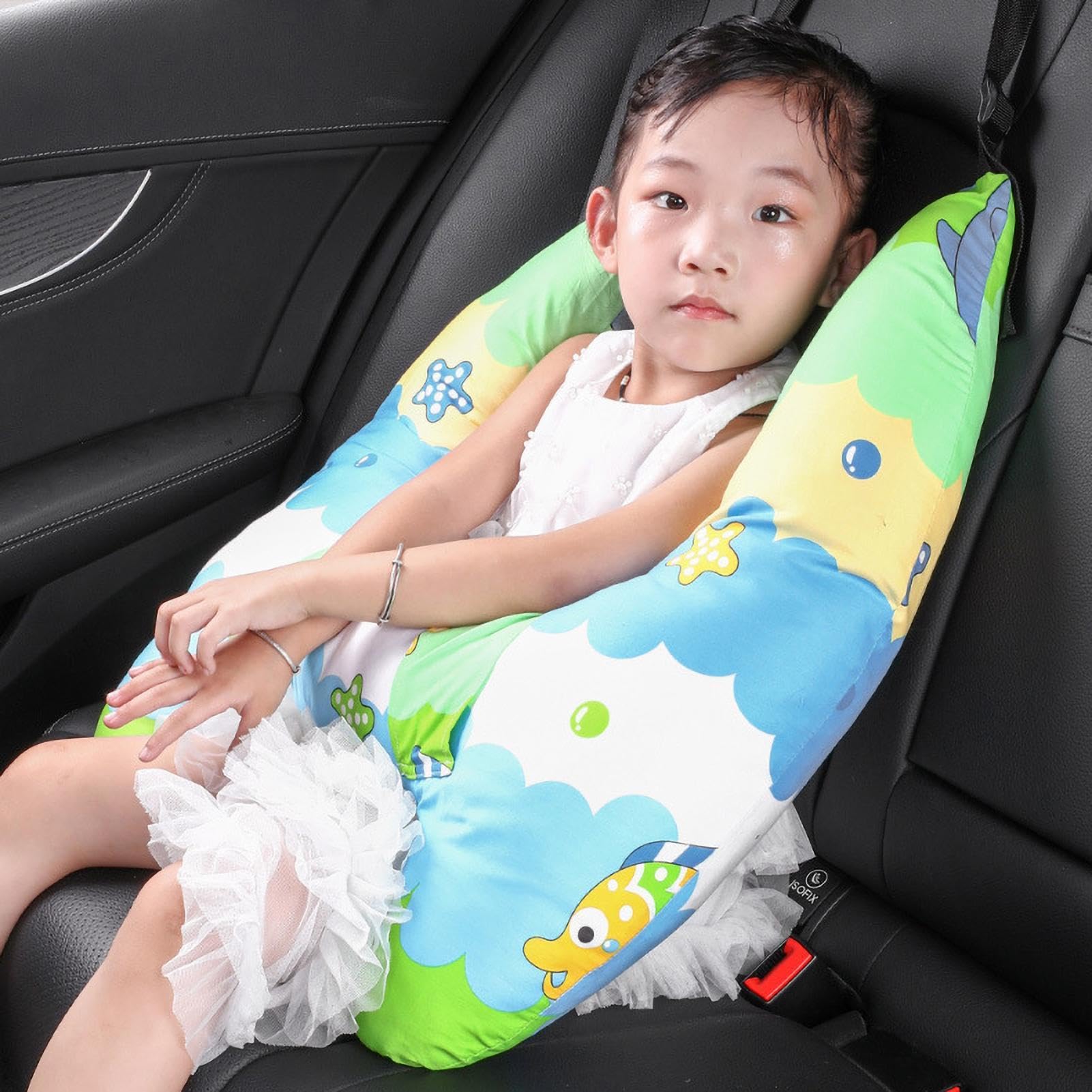 Cuscino da viaggio per auto, poggiatesta a forma di H, tessuto delicato sulla pelle, ideale per dormire in auto, comodo supporto per viaggi in famiglia su strada