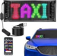 Vista 1 de Señales de luz LED para automóvil, calcomanías LED para parabrisas de taxi, panel de matriz LED digital flexible, control de aplicación Bluetooth