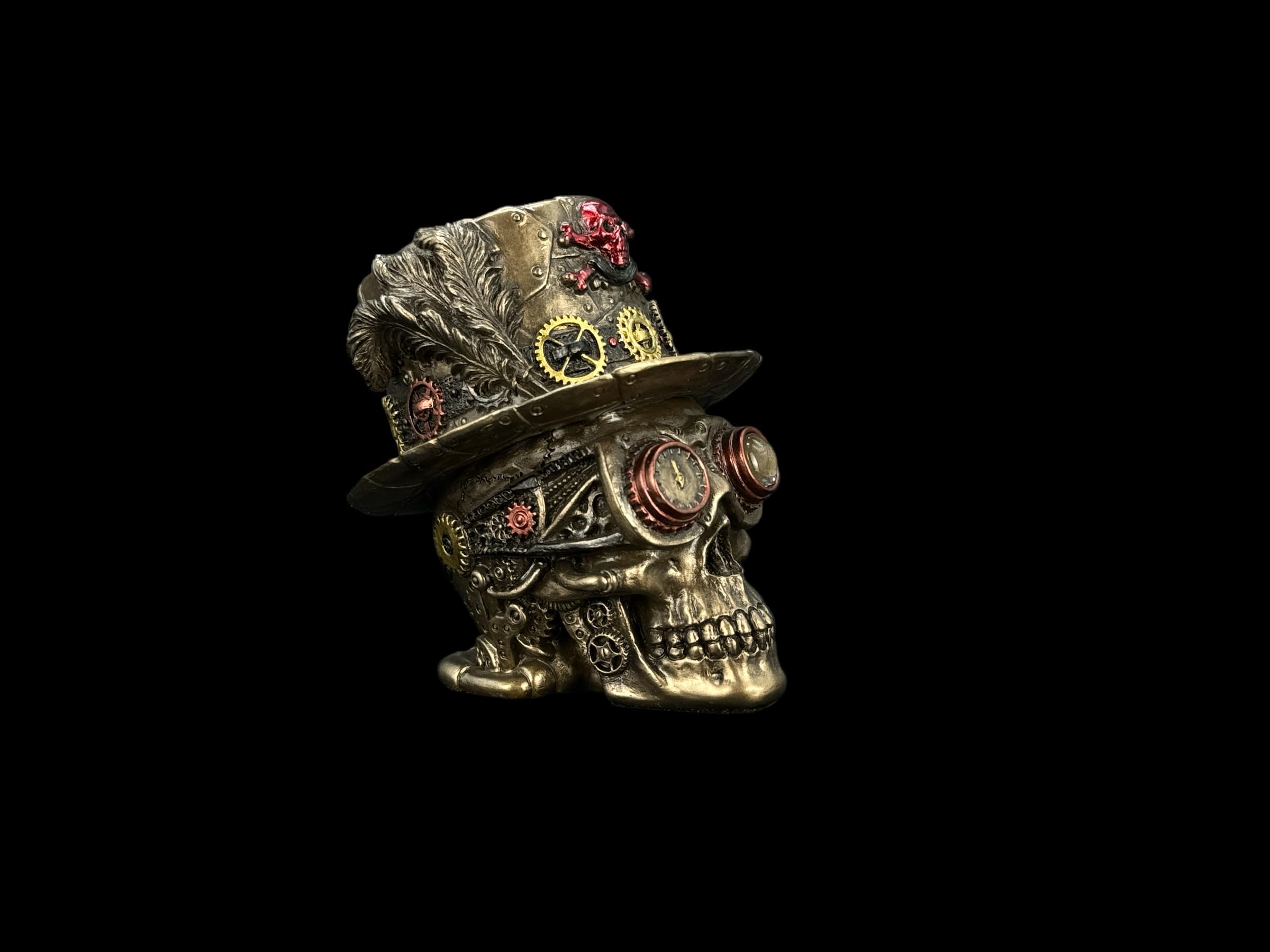 57 SPECIAL REPLICAS Statua Decorativa da Interno - Scultura in stile steampunk con teschio e cappello a cilindro - Scultura Moderna Design