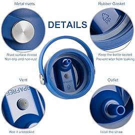 RRegeny Straw Lid for Hydro Flask Wide Mouth 32 40 oz, Straw Lids with Flexible Handle and Straws compatible with HydroFlask, Replacement Sports Flex Cap Wide Mouth Top 32 40 oz