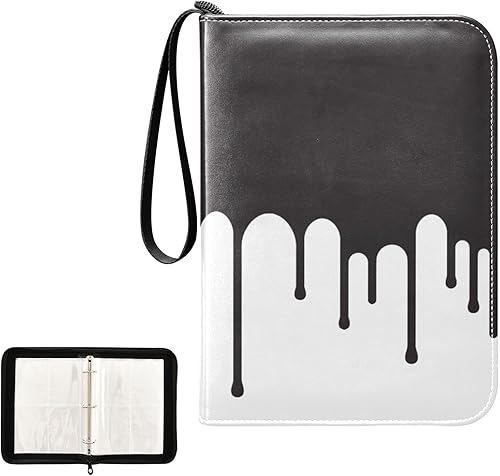 Miniatura 1 de 4 Pockets Trading Card Album Holder Book Folder Sports Card Binder Black White 400 Double Side Pockets for 3 Ring Binder Zipper