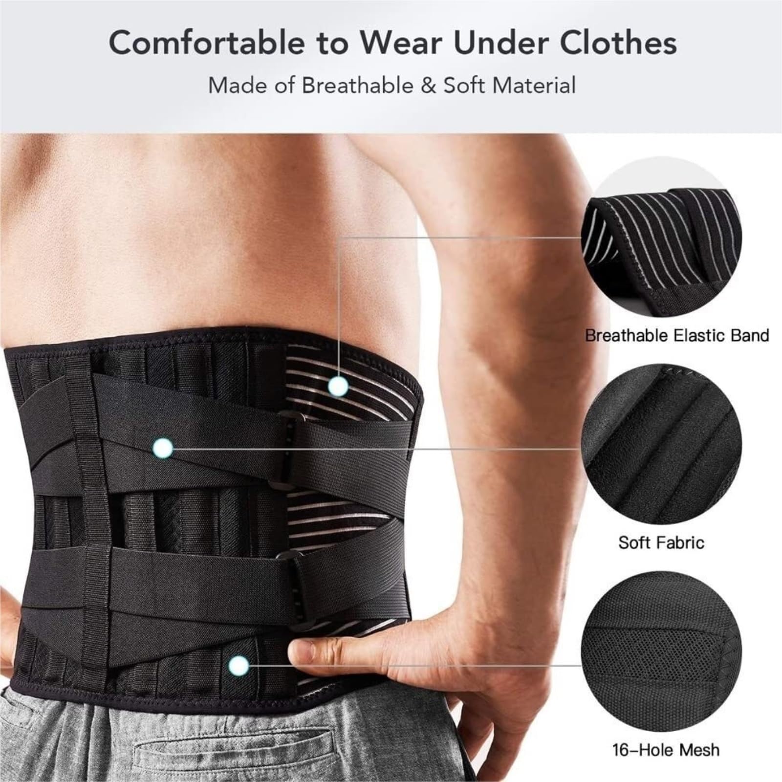 Faja Lumbar 1 Pieza De Cinturón De Soporte Lumbar para La Espalda, Corsé De Descompresión De Columna, Entrenador De Cintura Ajustable Cinturón Apoyo Lumbar(XL)