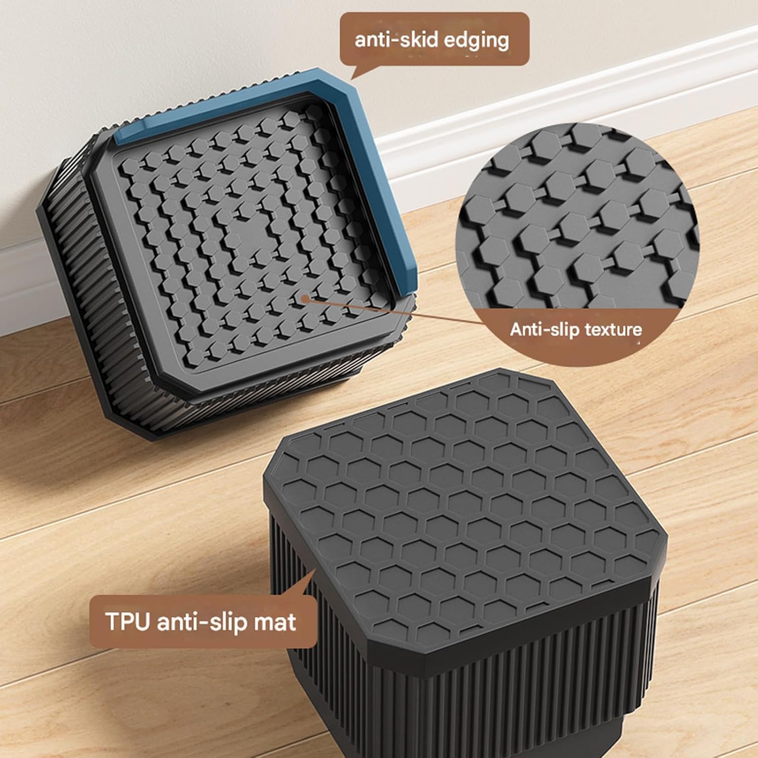 High Load Bearing Anti-Slip Bed Risers Stackable Furniture Height Enhancing Pads for Table Beds Multi Purpose Leg Pads Furniture Leveling Feet