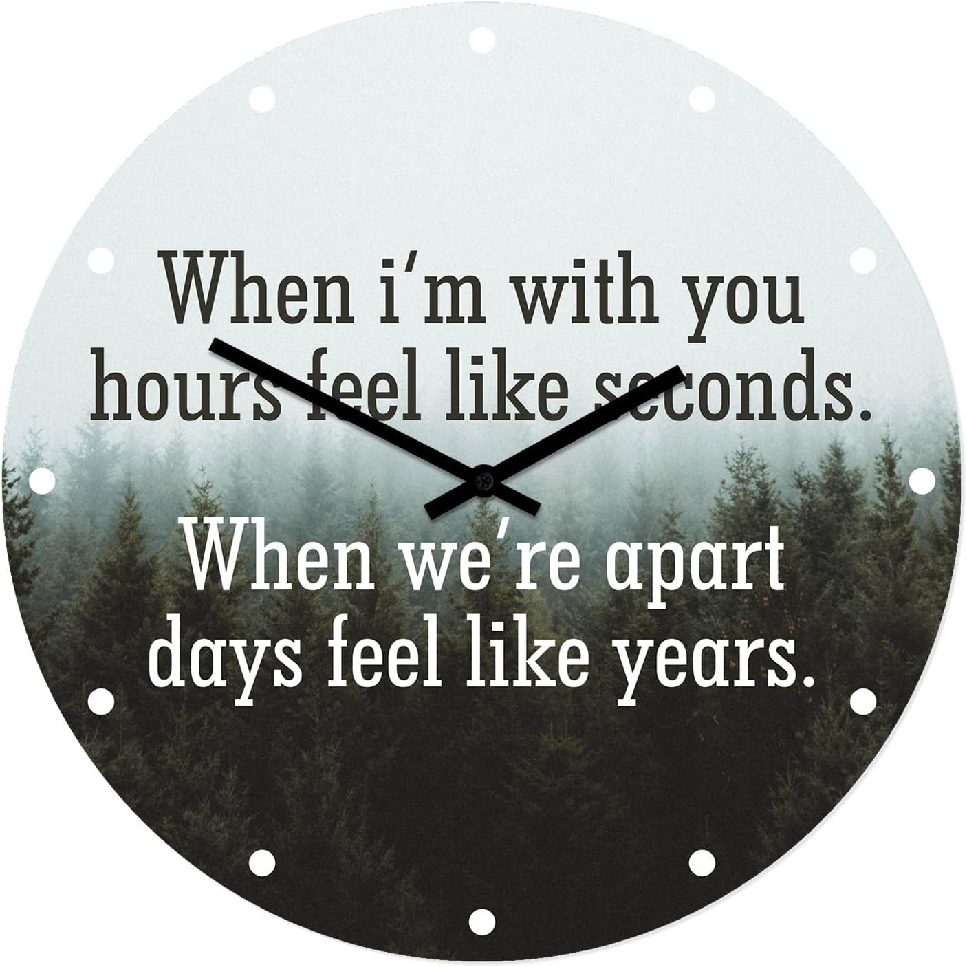 When I'm With You White Dots Wall Clock, Silent Non-Ticking, Battery Operated Kitchen Decor Clock, Aluminum Composite Face, UV Protected Ink Print, Suitable for Offices, Bedrooms, and Bathrooms