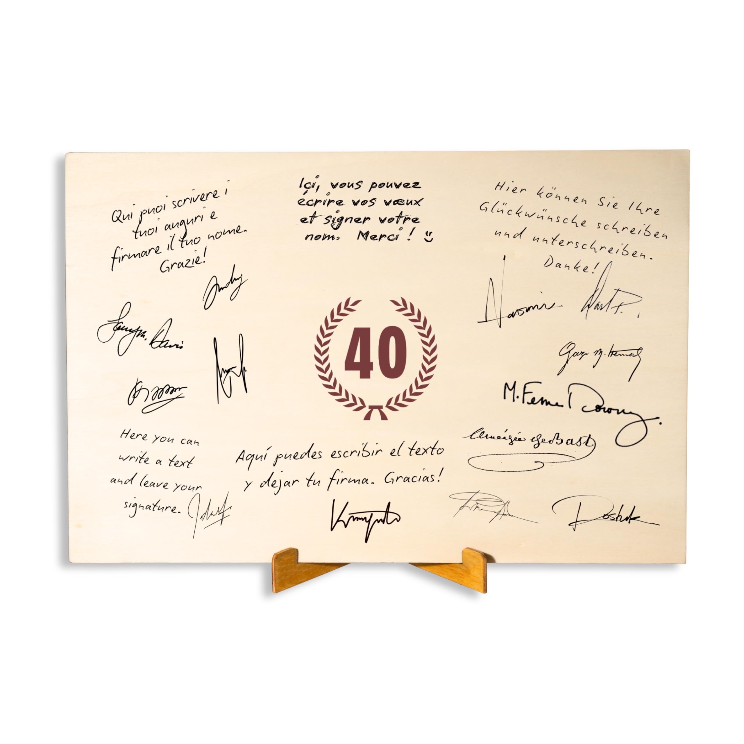 CUBIBOO ART Tarjeta Felicitacion 40 Cumpleaños en Madera con Soporte - 40 cumpleaños hombre - regalos originales para 40 - regalos 40 años mujer - regalos 40 años hombre