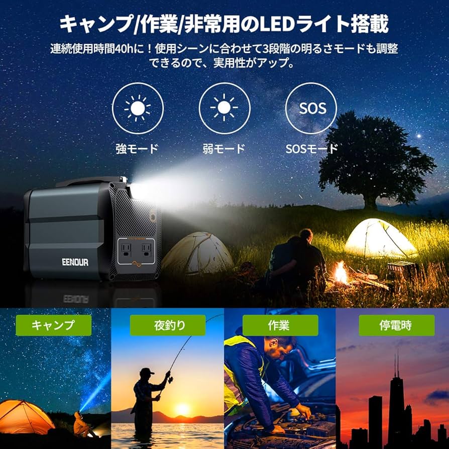 EENOUR EB50 ポータブル電源 500Wh AC/DC/USB出力付き EENOUR（イーノウ）のポータブル電源 EB50を隅々までレビュー
