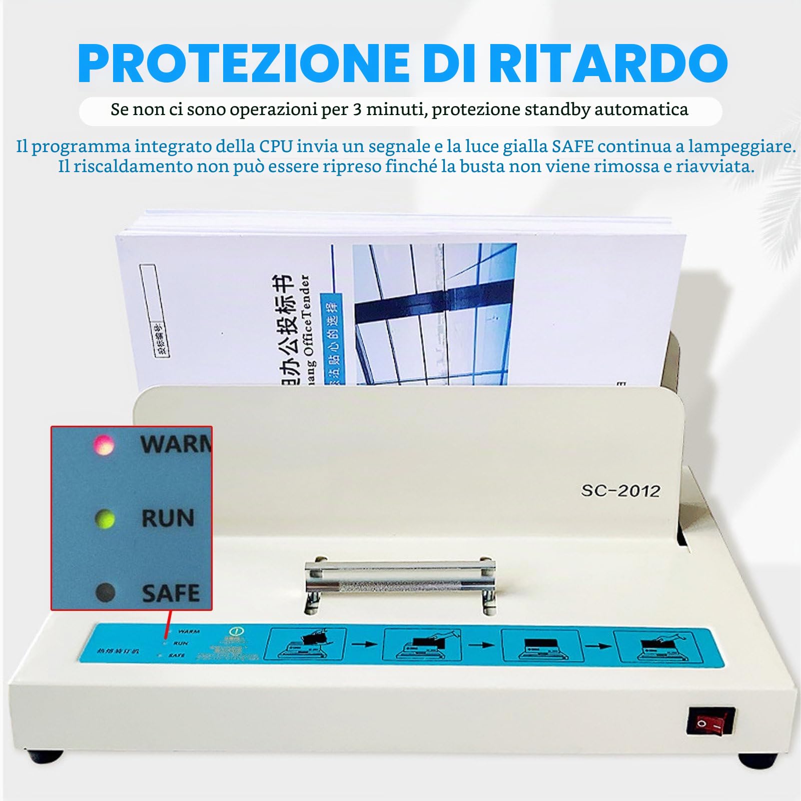 Rilegatrice elettrica a Caldo - Rilegatrice Termica per Documenti A3 (Lato Corto)/A4/A5 con Riscaldamento/Rilegatura in Ceramica PTC Spessore Rilegatura:5cm,Rilegatrice Termica per Documenti