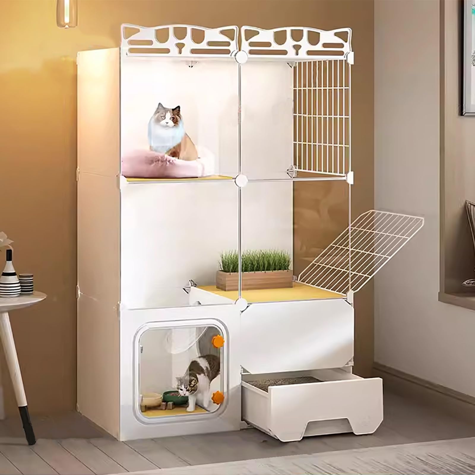 Cage pour chat multicouche DIY avec bac à litière amovible