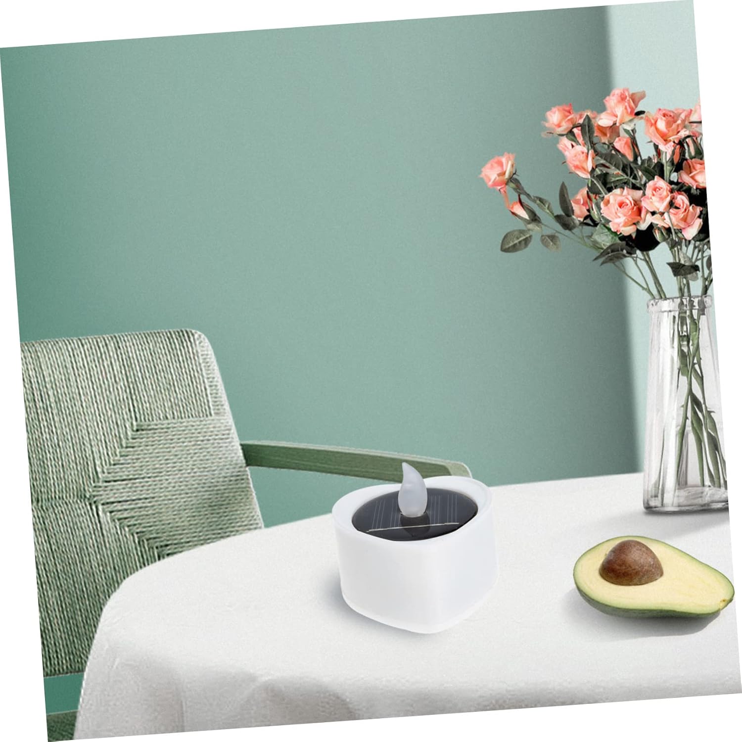 6個 ソーラーキャンドルライト 太陽光発電 ダブル フレームレスティーライトキャンドル 屋外ソーラーキャンドル ちらつき ドア ソー