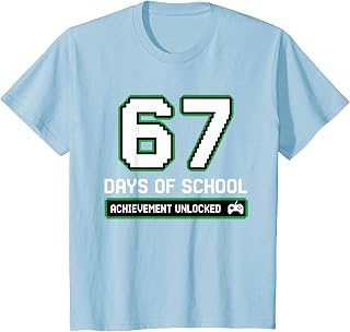 67 Days of School Gaming Funny Achievement Unlocked Students T-Shirt