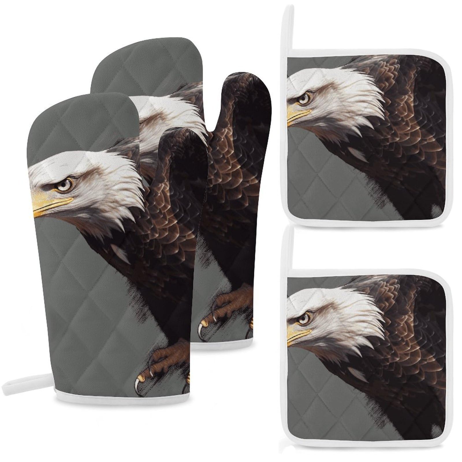 Lot de 4 maniques aigle thermorésistantes avec boucle de suspension pour cuisine
