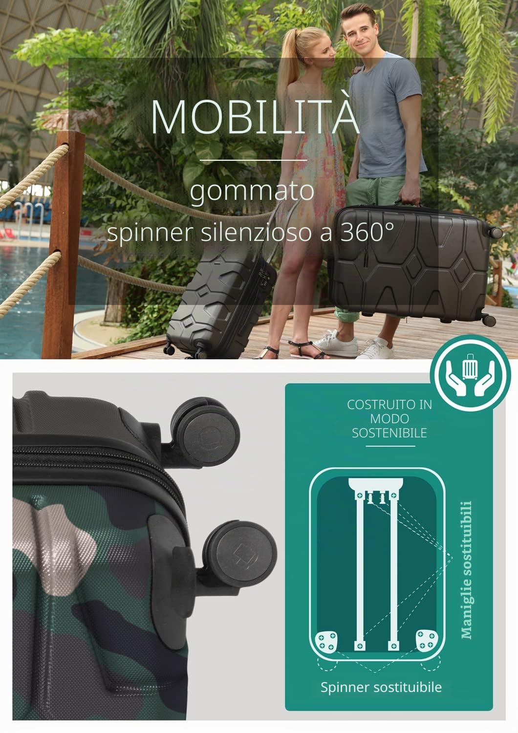 HAUPTSTADTKOFFER - X-Kölln - Valigia da viaggio espandibile rigida e legera, grande 76 cm, Trolley ABS, TSA, 107-120 litri, Camuffamento