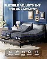 Vista 3 de Marsail Base ajustable NS0 con juego de colchón, marco de cama ajustable Split King + colchón de espuma viscoelástica de gel de enfriamiento de 14