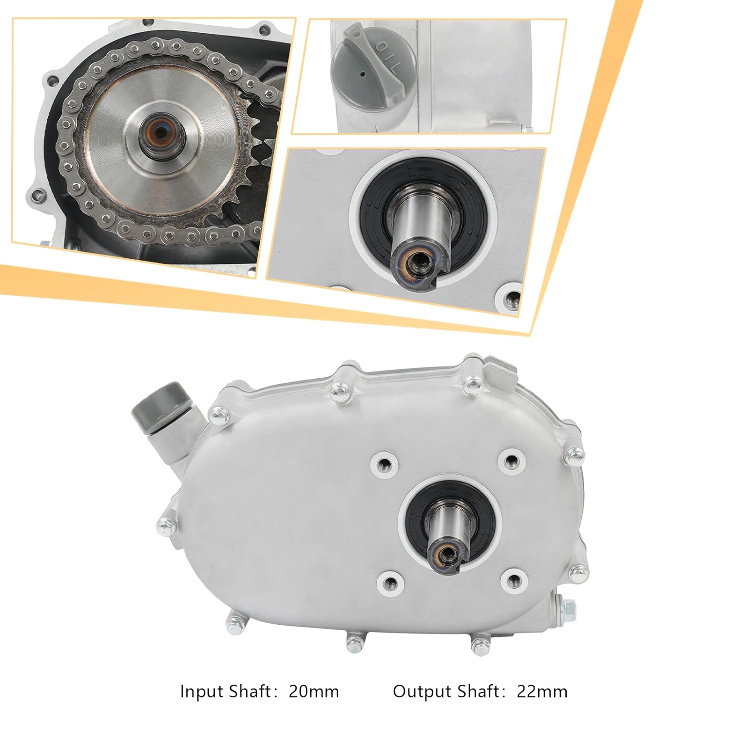 Gear Reduction Box 2:1 Ratio, Aluminum Alloy & Cast Iron Speed Reducer with Clutch for Honda Engine GX160/GX200 5.5HP, 20mm Input 22mm Output Shaft Direct Replacement Gearbox