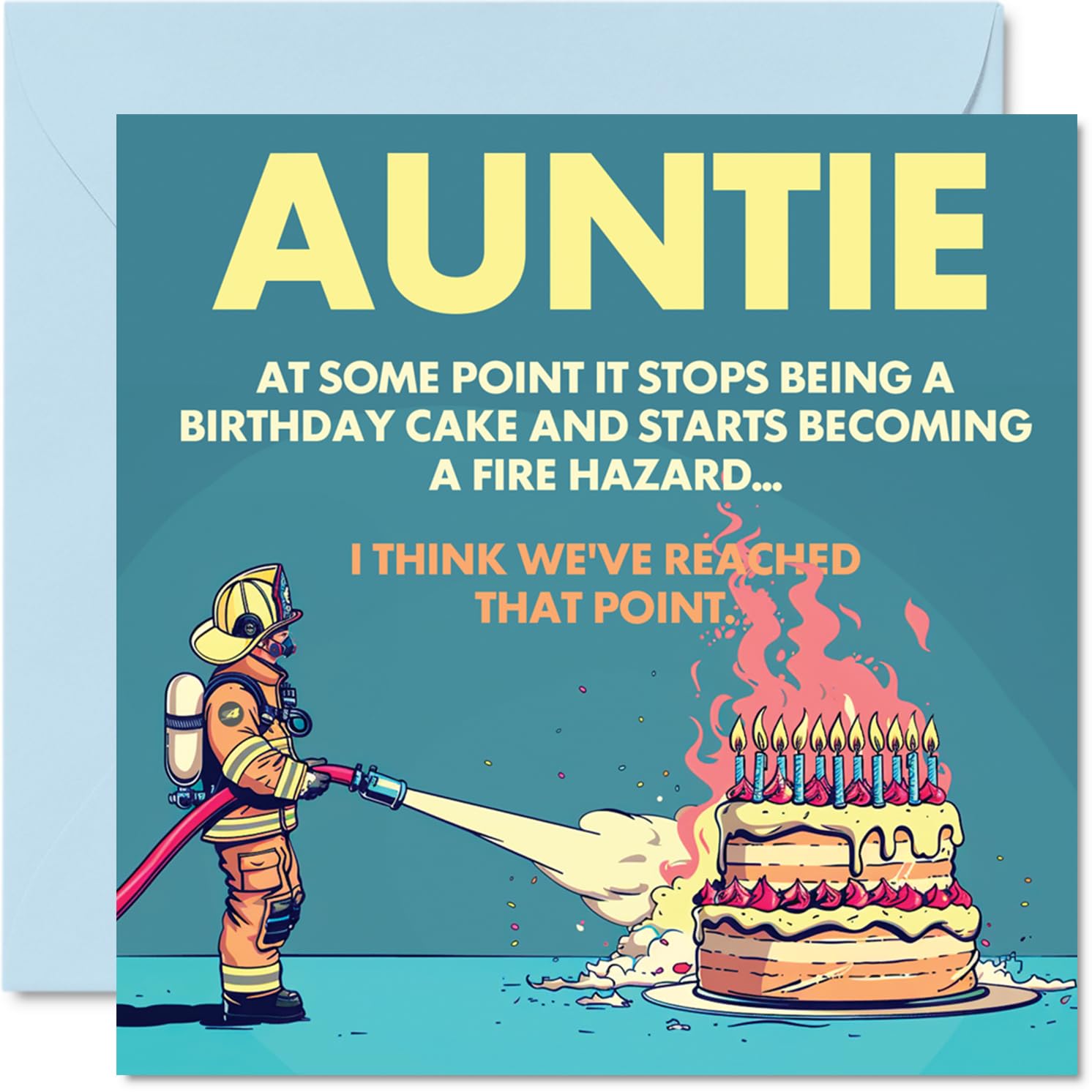Rude Auntie Birthday Card - Fire Hazard - Funny Happy Birthday Card for Auntie from Nephew Niece, 145mm Joke Humour Bday Greeting Cards