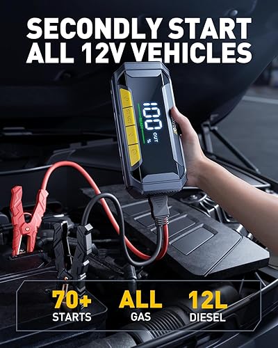 Miniatura 2 de AUXITO Batería de coche de 8000 A, función de arranque de fuerza de arranque, caja de salto de 60 W, carga rápida, 160 W, salida de CC, arrancador