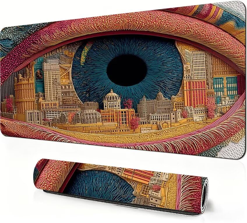Podkładka pod mysz do gier abstrakcyjna podkładka pod mysz XXL oko 1400 x 600 x 3 mm Poprawa precyzji i szybkości, podkładka pod mysz do gier antypoślizgowa gumowa podstawa, do dekoracji Burea DZ-115
