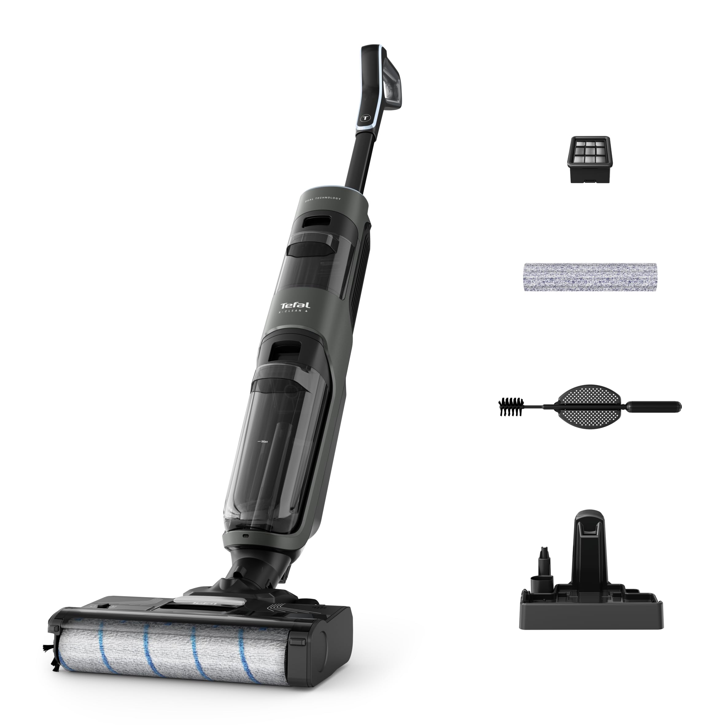 Tefal X-CLEAN 4 Cordless 2-in-1 Wet & Dry Vacuum Cleaner – Hard Floor Cleaner with Self-Cleaning